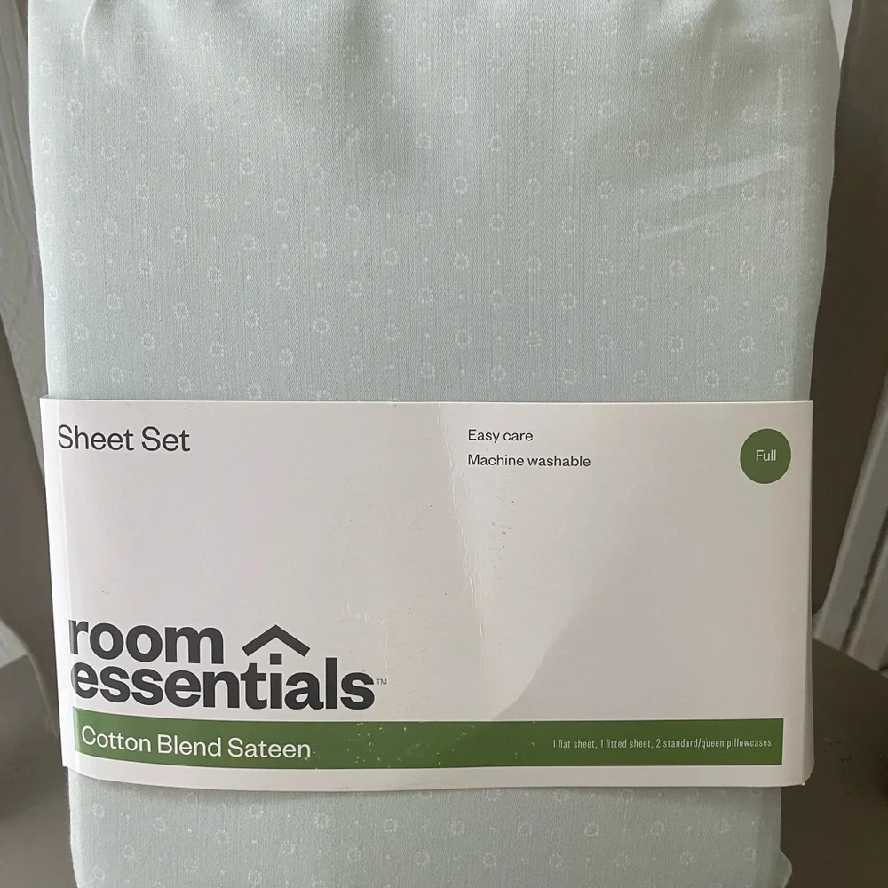 Room Essentials Cotton Blend Sateen Sheet Set - Soft Green